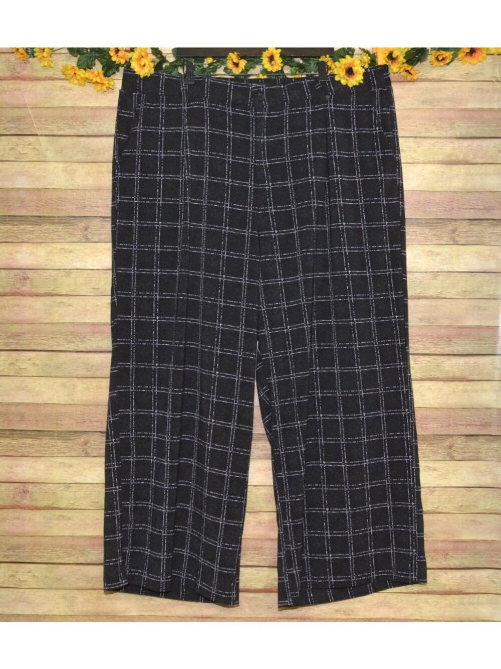 Torrid Wide Leg Women's Black Purple Plaid Windowpane Career Pants Plus Size 28
